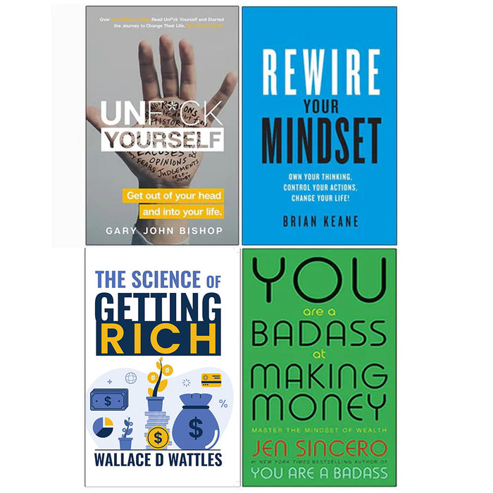 Unf*ck Yourself, Rewire, The Science of Getting Rich, You Are a Badass 4 Books Collection Set - The Book Bundle