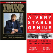 Set of two paperback non-fiction books, "The Art of the Deal" and "A Very Stable Genius," by Tony Schwartz and Philip Rucker.