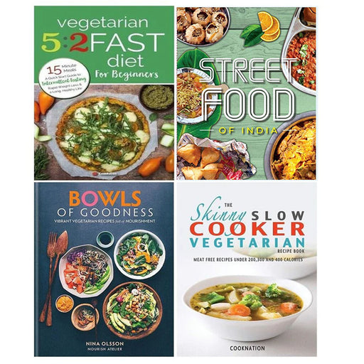Bowls of Goodness, Vegetarian 5:2 Fast, Skinny Slow Cooker, Street Food 4 Books Set - The Book Bundle