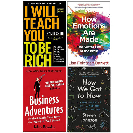I Will Teach You To Be Rich, How Emotions are Made, Business Adventures, How We Got to Now 4 Books Collection Set - The Book Bundle