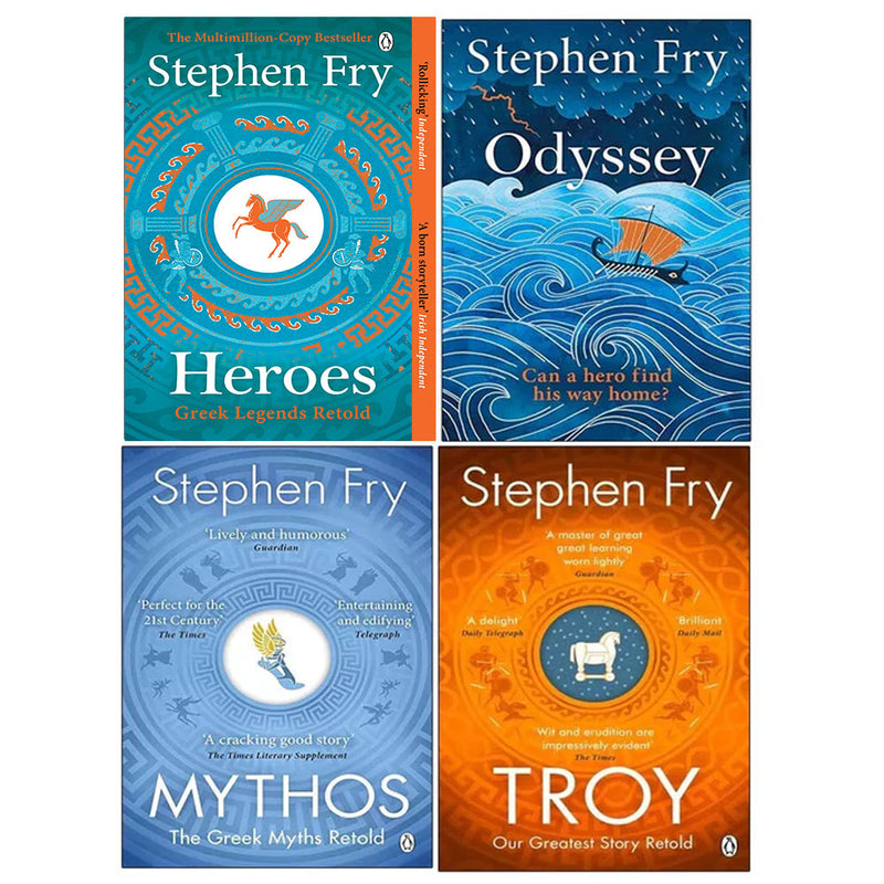 Greek Myths Series Collection 4 Books Set by (Stephen Fry Troy, Heroes, Mythos) - The Book Bundle