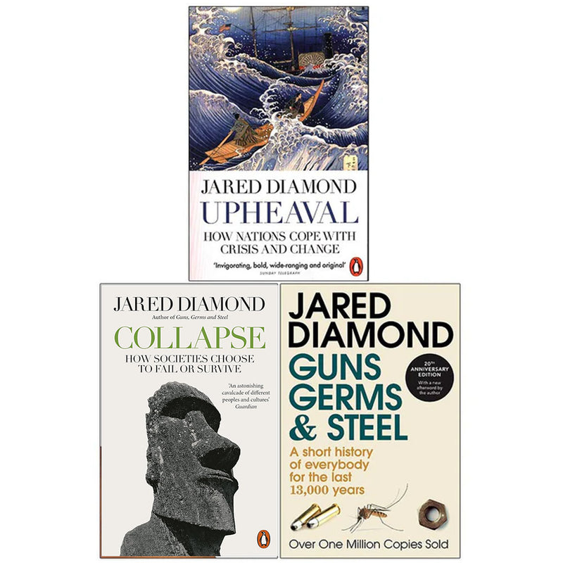 Jared Diamond 3 Books Collection Set(Upheaval, Collapse Guns, Germs and Steel) - The Book Bundle