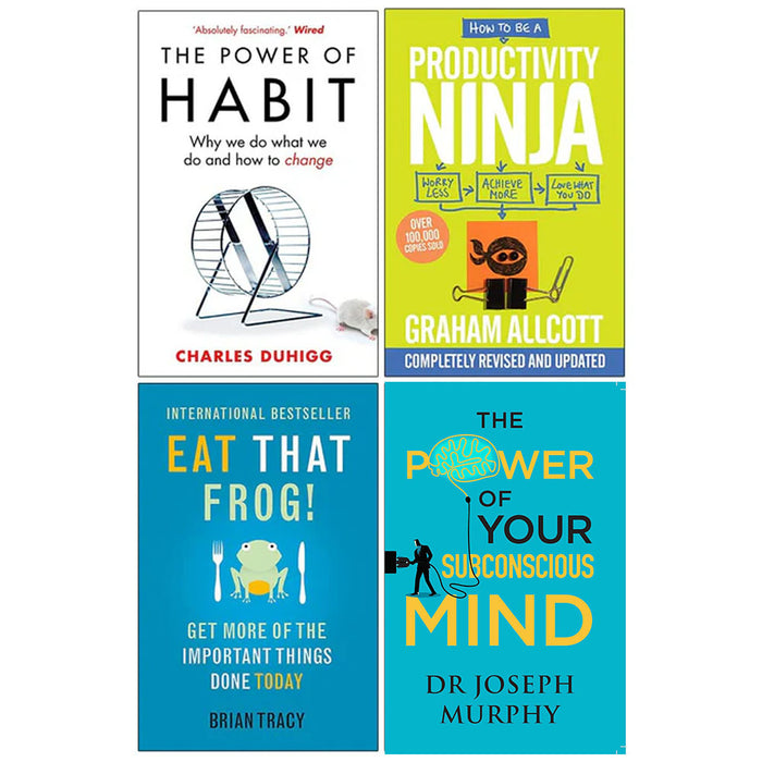 The Power of Habit, How to be a Productivity Ninja, Eat That Frog, The Power of Your Subconscious Mind 4 Books Collection Set - The Book Bundle
