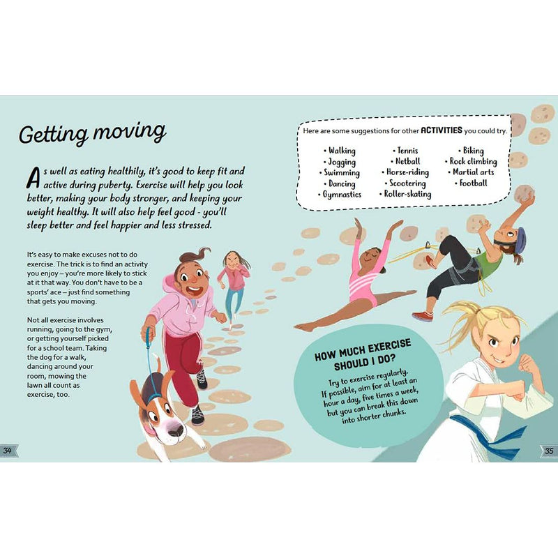 Paperback book titled "A Girl's Guide to Growing Up" by Anita Ganeri, focusing on body changes and growing up for girls.