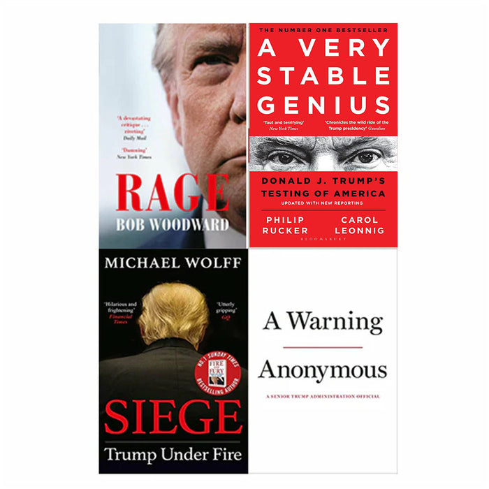 A Very Stable Genius, A Warning, Siege: Trump Under Fire & Rage: Bob Woodward 4 Books Set - The Book Bundle