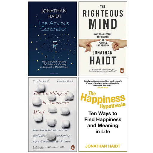 Jonathan Haidt Collection 4 Books Set (The Anxious Generation [Hardcover], The Righteous Mind) - The Book Bundle