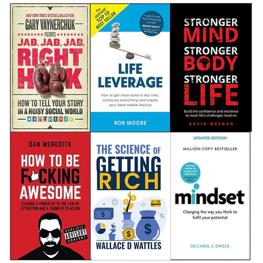 Jab, Jab, Jab, Right Hook, Life Leverage, Stronger Mind, How to Be Fucking Awesome, The Science of Getting Rich 6 Books Collection Set - The Book Bundle
