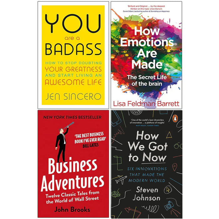 You Are a Badass, How Emotions are Made, Business Adventures, How We Got to Now 4 Books Collection Set - The Book Bundle