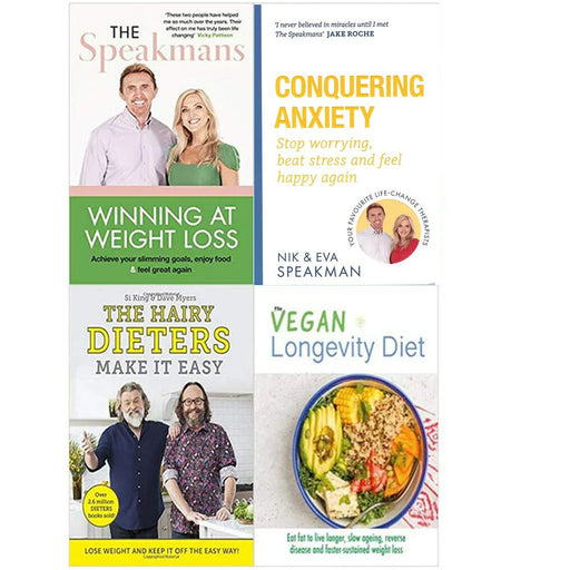 Winning at Weight Loss, Conquering Anxiety, The Hairy Dieters Make It Easy, The Vegan Longevity Diet 4 Books Collection Set - The Book Bundle