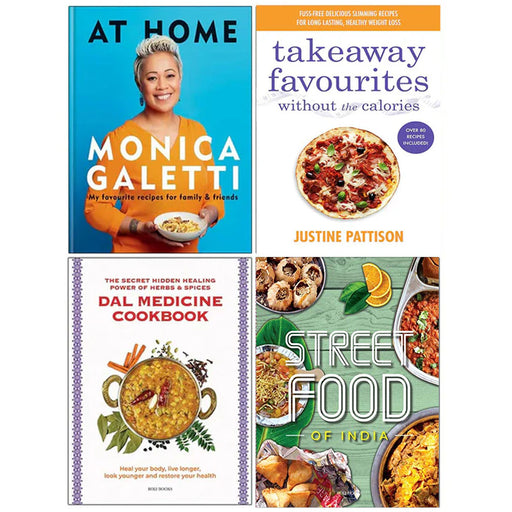 At Home, Takeaway Favourites Without the Calories, Dal Medicine Cookbook, Street Food 4 Books Collection Set - The Book Bundle