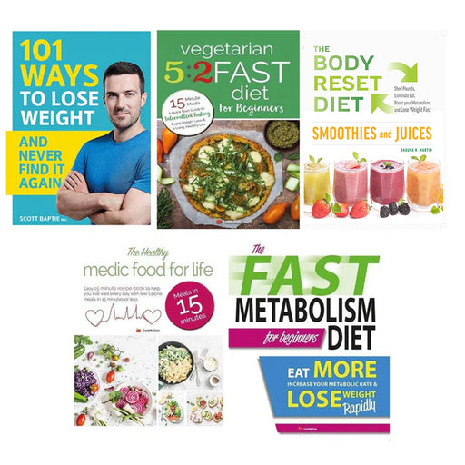 101 ways to lose weight, medic food for life, body reset diet smoothies, fast metabolism diet, vegetarian 5 2 fast diet 5 books collection set - The Book Bundle
