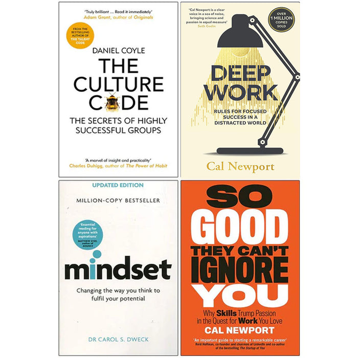 The Culture Code, Deep Work, Mindset Dr Carol Dweck, So Good They Can't Ignore You 4 Books Collection Set - The Book Bundle