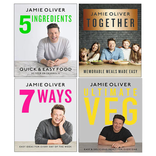 Jamie Oliver 4 Books Collection Set (5 Ingredients, Together, 7 Ways, Ultimate Veg) - The Book Bundle