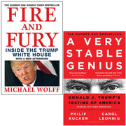 Fire and Fury, A Very Stable Genius book collection set by Michael Wolff, includes non-fiction paperbacks with author portraits.