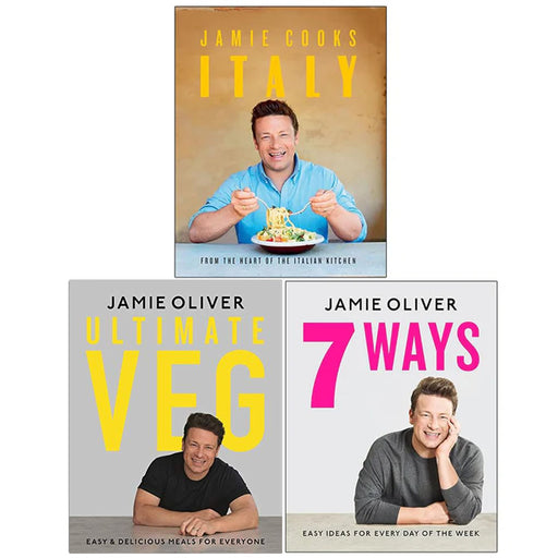 Jamie Oliver Collection 3 Books Collection Set  Ultimate Veg Easy Delicious, 7 Ways, Jamie Cooks Italy - The Book Bundle