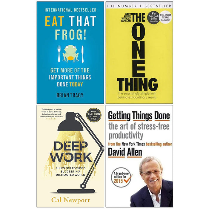 Eat That Frog, The One Thing, Deep Work, Getting Things Done 4 Books Collection Set - The Book Bundle