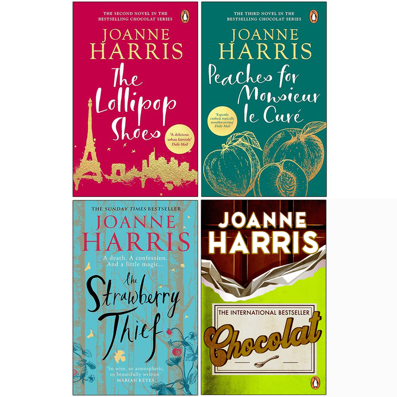 Joanne Harris Chocolat Series 4 Books Collection Set (Chocolat, The Lollipop Shoes, Peaches for Monsieur le Curé, The Strawberry Thief) - The Book Bundle