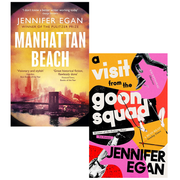 Two paperback fiction books by Jennifer Egan, "A Visit From The Goon Squad" and "Manhattan Beach," in Corsair collection set.