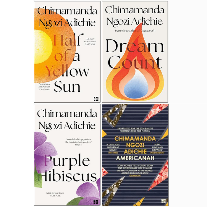 Chimamanda Ngozi Adichie 4 Books Set (Half of a Yellow Sun, Dream Count, Purple Hibiscus, Americanah) - The Book Bundle