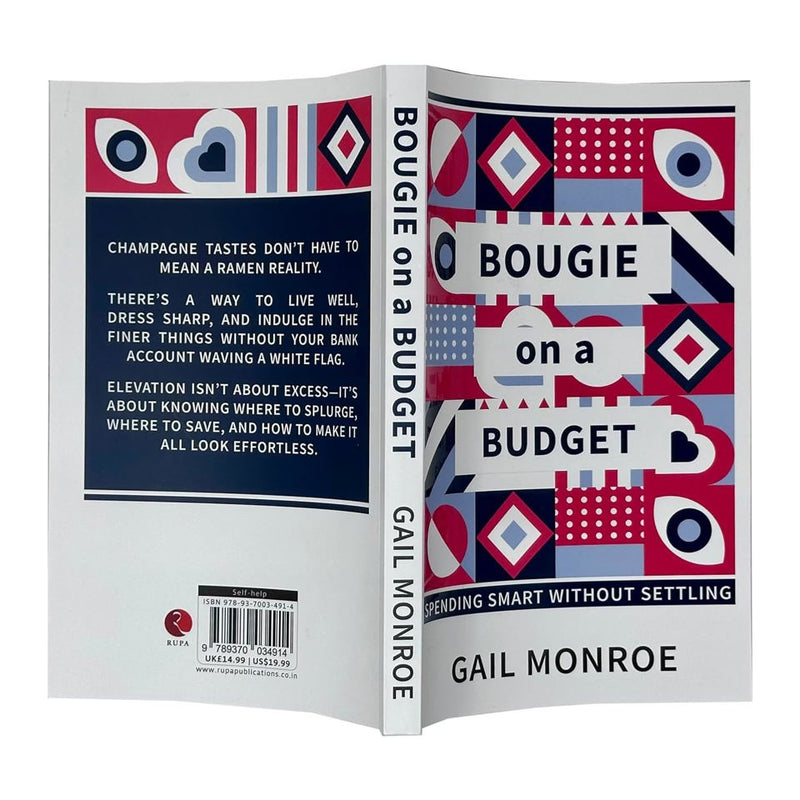 Cover of "Bougie on a Budget" by Gail Monroe, featuring stylish design and title text on a clean background.