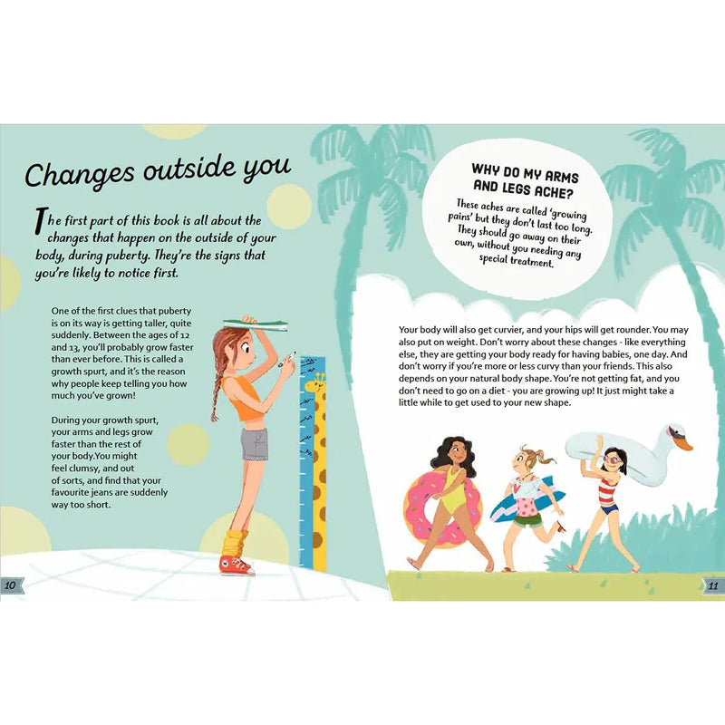 Paperback book titled "A Girl's Guide to Growing Up" by Anita Ganeri, featuring a colorful cover about body changes for girls.
