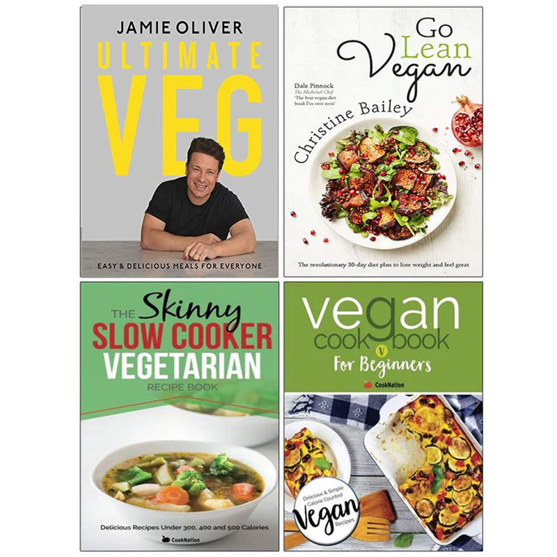 Ultimate Veg Jamie Oliver [Hardcover], Go Lean Vegan, Skinny Slow Cooker, Vegan Cookbook For Beginners 4 Books Collection Set - The Book Bundle