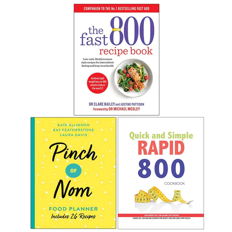 The Fast 800 Recipe Book, Pinch of Nom Food Planner, Quick and Simple RAPID 800 Cookbook 3 Books Collection Set - The Book Bundle
