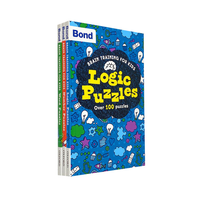 Bond Brain Training puzzle books set by Michellejoy Hughes featuring number, logic, and word puzzles in paperback by OUP Oxford