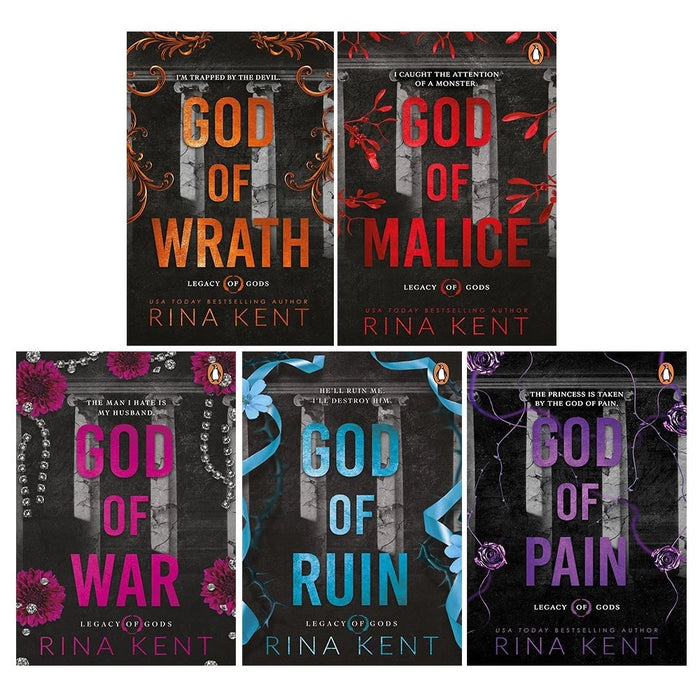 Legacy of Gods 5 Books  Set By Rina Kent (God of Pain, God of Fury, God of Ruin, God of War & God of Malice)