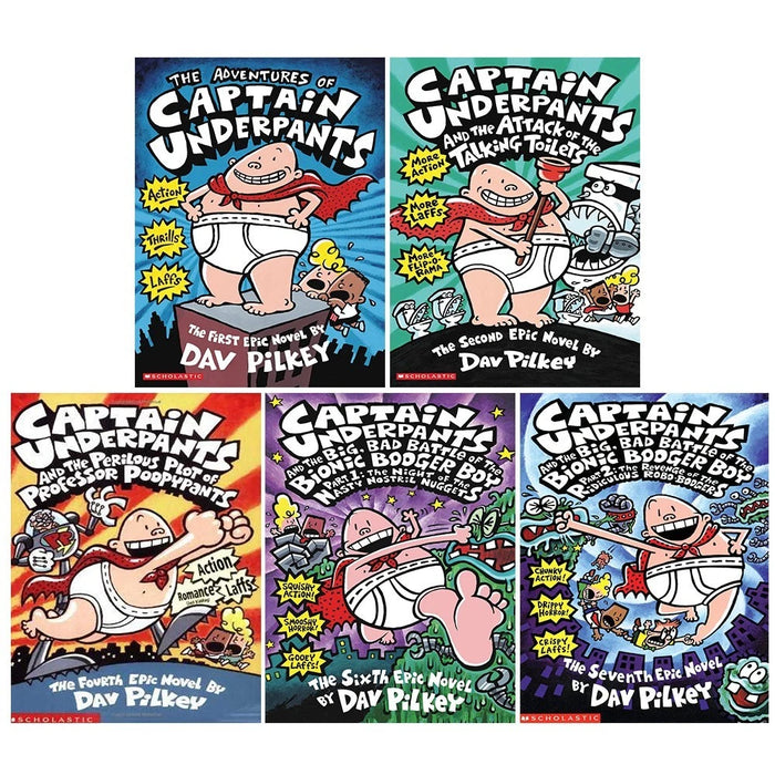 Captain Underpants Collection 5 Books Set by Dav Pilkey Professor PoopyPants - The Book Bundle