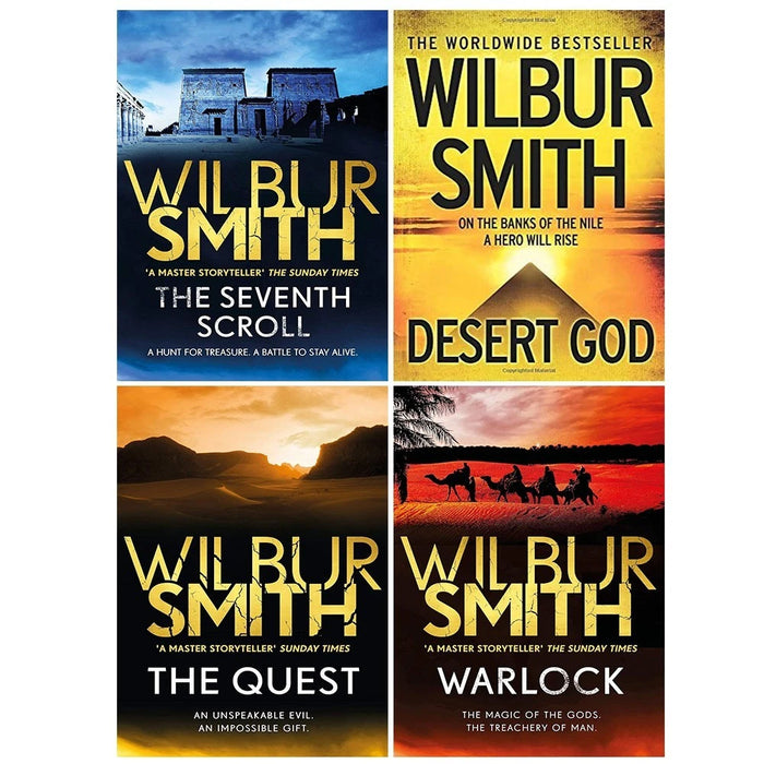 MISSING-Wilbur Smith Egyptian 4 Books SET  (The Quest, Warlock, The Seventh Scroll, River God)ORDER-Desert God - The Book Bundle