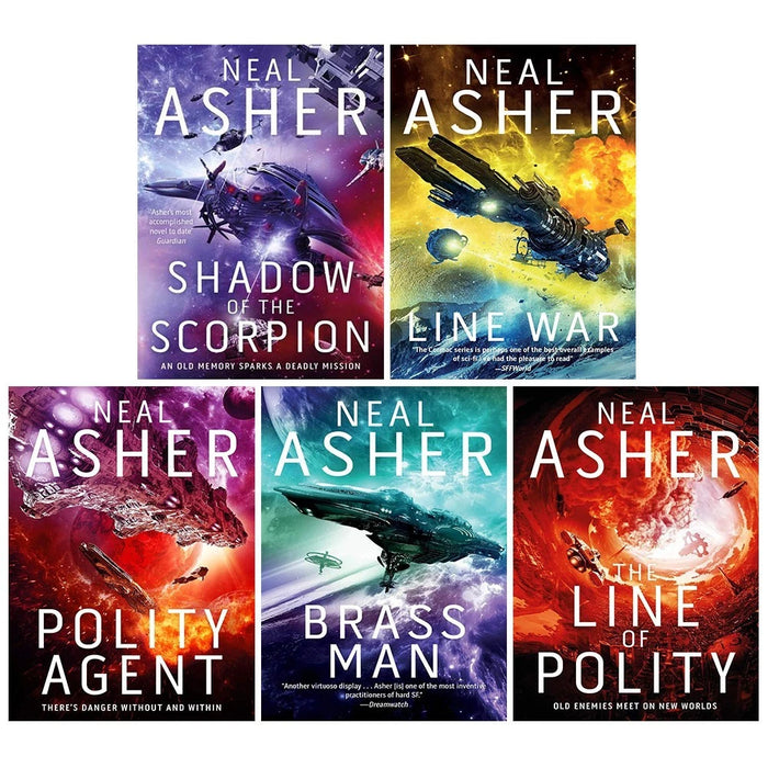 MISSING-Grehge t Cormac 5 Books Set (Shadow of the Scorpion,  The Line of Polity, Brass Man, Polity Agent, Line War) - The Book Bundle