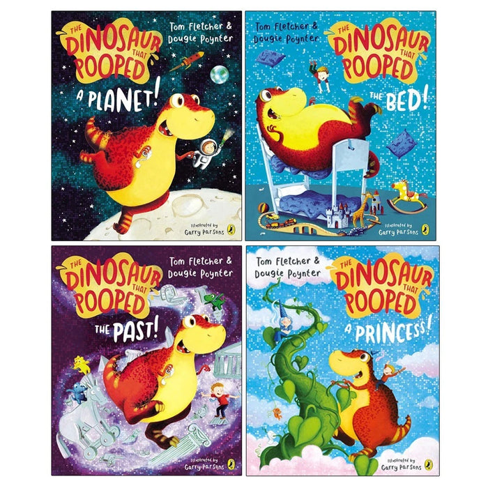 The Dinosaurs That Pooped Collection 4 Books Set by Tom Fletcher(A Planet, The Bed, The Past & A princess)