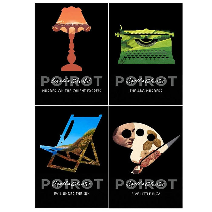 Chercule Best of Poirot 4 Books Set by Agatha Christie (The ABC Murders ,Evil Under The Sun, The Murder On The Orient Express, Five Little Pigs)