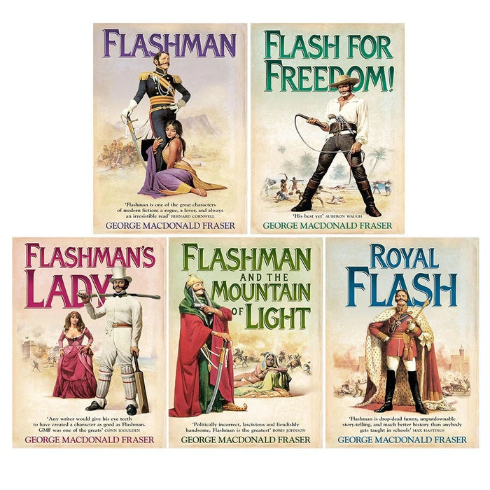 Flashman Papers Series 5 Books Set by George MacDonald Fraser (Flashman and The Mountain of Light, Flash for Freedom!, Flasman`s Lady, Flashman, Royal Flash )