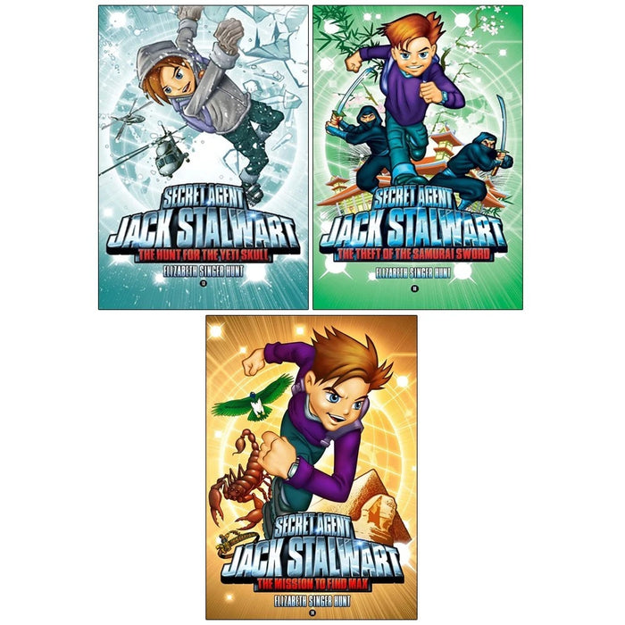 Secret Agent Jack Stalwart Collection 3 Books Set by Elizabeth Singer Hunt(Book 11,13,14)