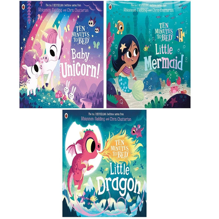 Ten Minutes to Bed Series 3 Books Collection Set by Rhiannon Fielding(Little Dragon, Little Mermaid, Baby Unicorn)