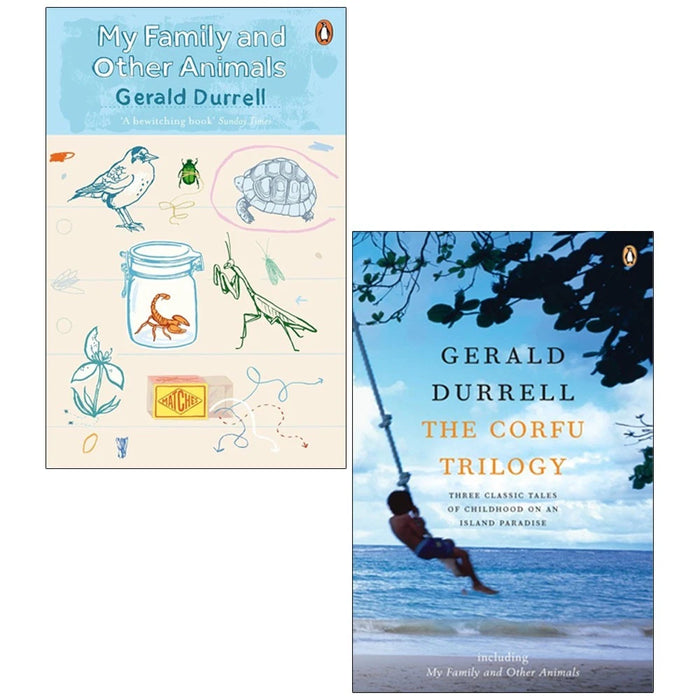 Gerald Durrell 2 Books Collection Set(My Family and Other Animals & The Corfu Trilogy)