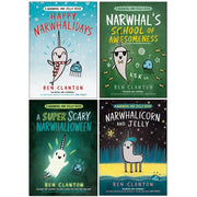 Narwhal and Jelly Series 4 Books Collection Set by Ben Clanton(Happy Narwhalidays ,Narwhal’s School of Awesomeness, Narwhalicorn And Jelly & A Super Scary Narwhalloween) - The Book Bundle