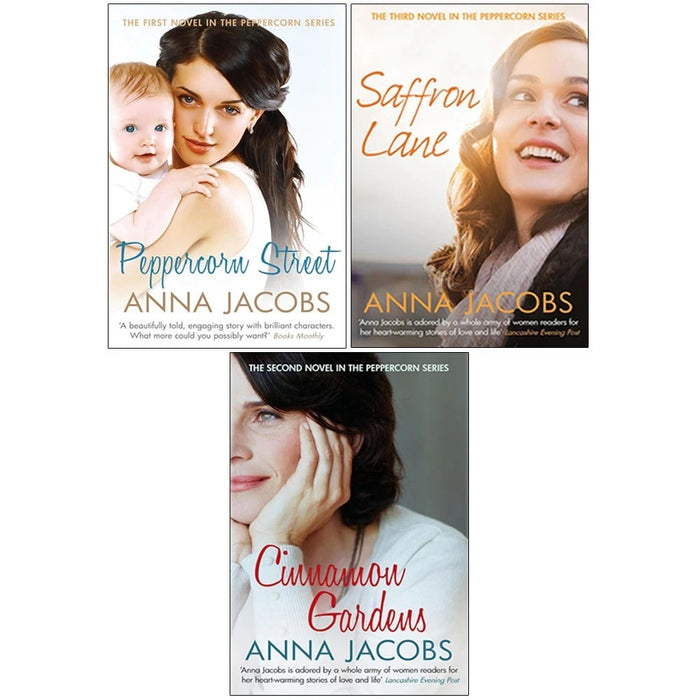 Anna Jacobs Peppercorn Series Collection 3 Books Set (Peppercorn Street,Cinnamon Gardens & Saffron Lane)