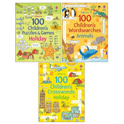 Phillip Clarke Collection 3 Books Set (100 Children's Puzzles and Games: Holiday,100 Children's Crosswords: Travel &  100 Children's Wordsearches: Animals) - The Book Bundle