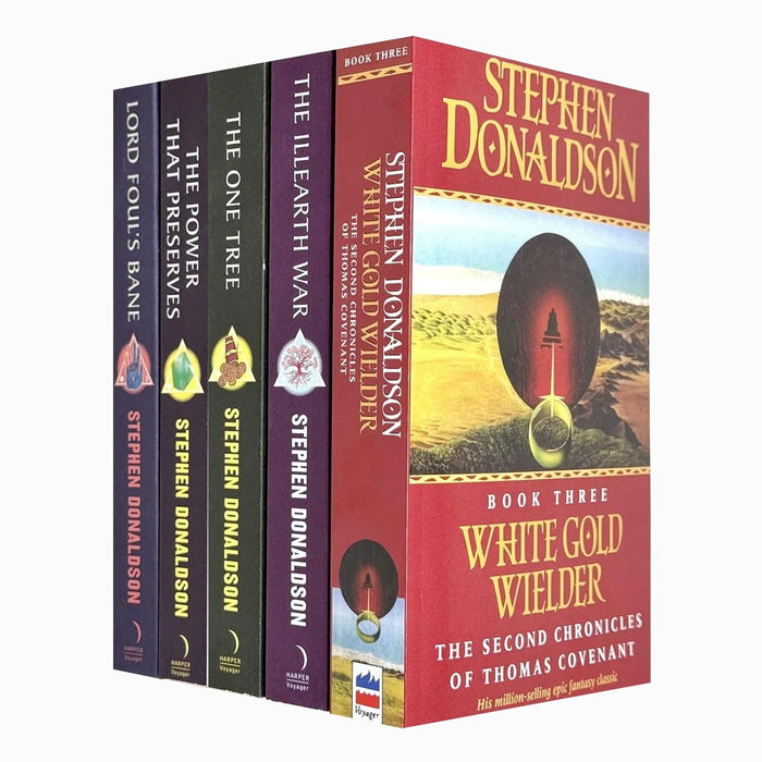 Thomas Covenant Series 5 Books Set by Stephen Donaldson (Lord Foul's Bane ,The Illearth War, The Power that Preserves ,The One Tree  & White Gold Wielder)