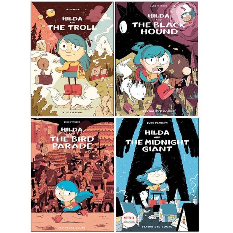 Hildafolk Comics 4 Books Collection Set by Luke Pearson (Hilda and the Black Hound,Hilda and the Bird Parade,Hilda and the Midnight Giant &Hilda and the Troll: 1) - The Book Bundle