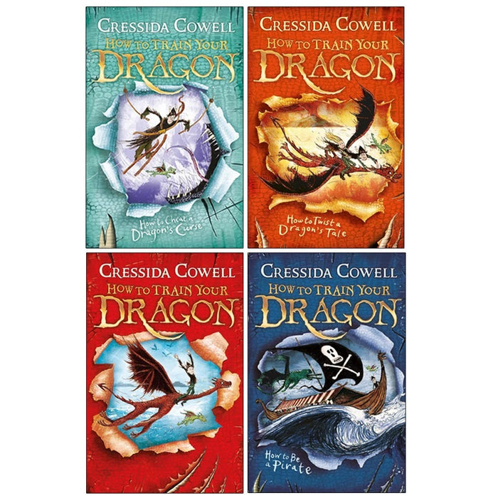 How To Train Your Dragon Collection 4 Books Set by Cressida Cowell (How to Train Your Dragon, How to Be a Pirate, How to Cheat a Dragon’s Curse &  How to Twist a Dragon’s Tale)