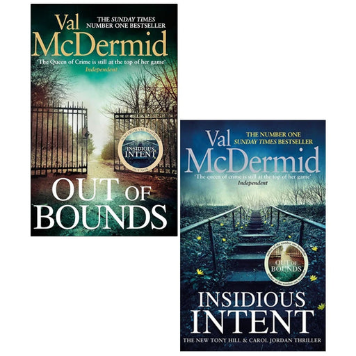 Tony hill and Carol Jordan Collection 2 Books Set by Val Mcdermid(insidious intent & out of bounds) - The Book Bundle