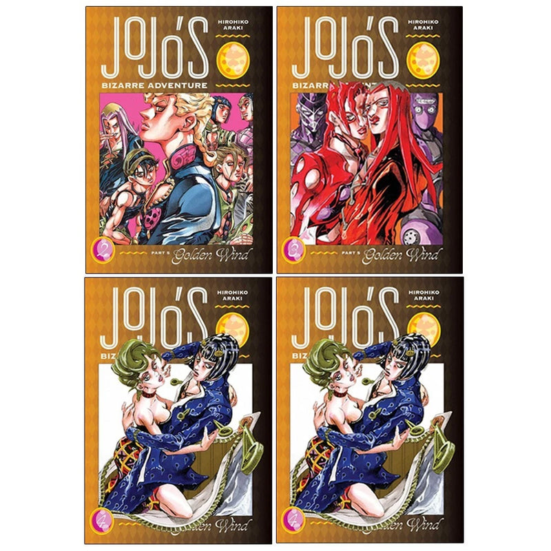 VIZ Media JoJo's Bizarre Adventure Part 5 Golden Wind series 4-book collection set featuring Hirohiko Araki's artwork.