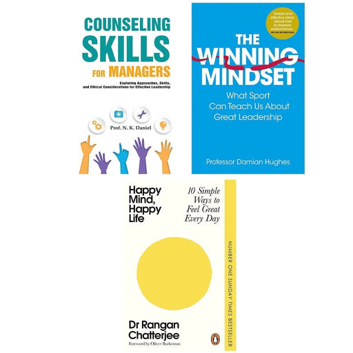 Happy Mind, Happy Life, Winning Mindset, Counseling Skills For Managers 3 Books Collection Set - The Book Bundle