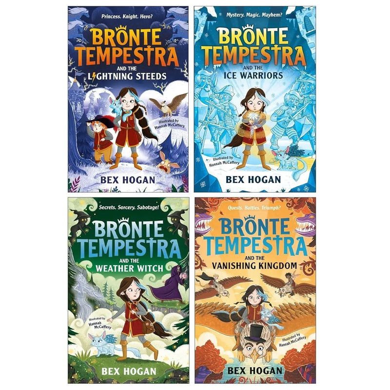 Bronte Tempestra Series illustrated book set by Bex Hogan, featuring four fantasy adventure novels in colorful cover art.