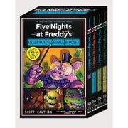 Box set of Five Nights at Freddy's interactive novels by Scott Cawthon, featuring four Scholastic books with colorful covers.