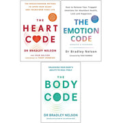 Vermilion set of three Dr. Bradley Nelson books: Emotion Code, Body Code, and Heart Code, with colorful cover designs.